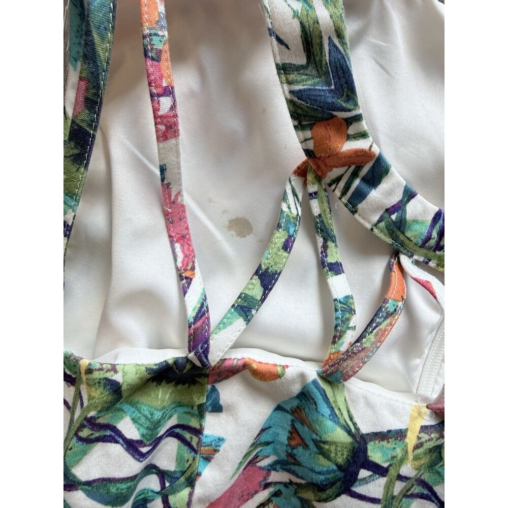 Adrianna Papell Blue Pink Caged Yoke Floral Kaleidoscope Print Sheath Dress 10 - Picture 12 of 12